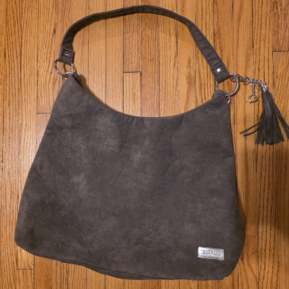 Bella Russo Suede Hobo Shoulder Bag in Chocolate Brown with Tassel Charm